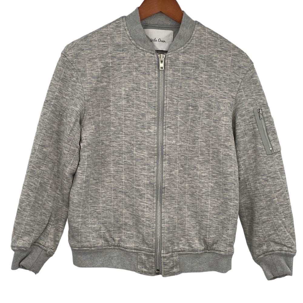 Mila Owen Bomber Jacket Womens Size 1 Medium Heather Gray Full‎ Zip Long Sleeves